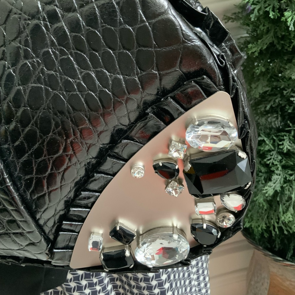 Renato Angi Black Leather Bag with Stones - Picture 4 of 15
